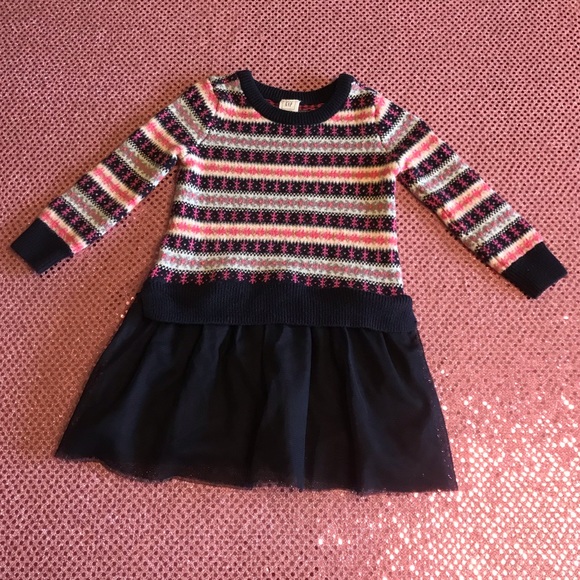 Baby Gap Other - Baby Gap Sweater Dress Tulle Girls 18-24 Months